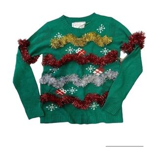 Ugly Christmas Sweater With Love Derek Heart Medium tinsel
